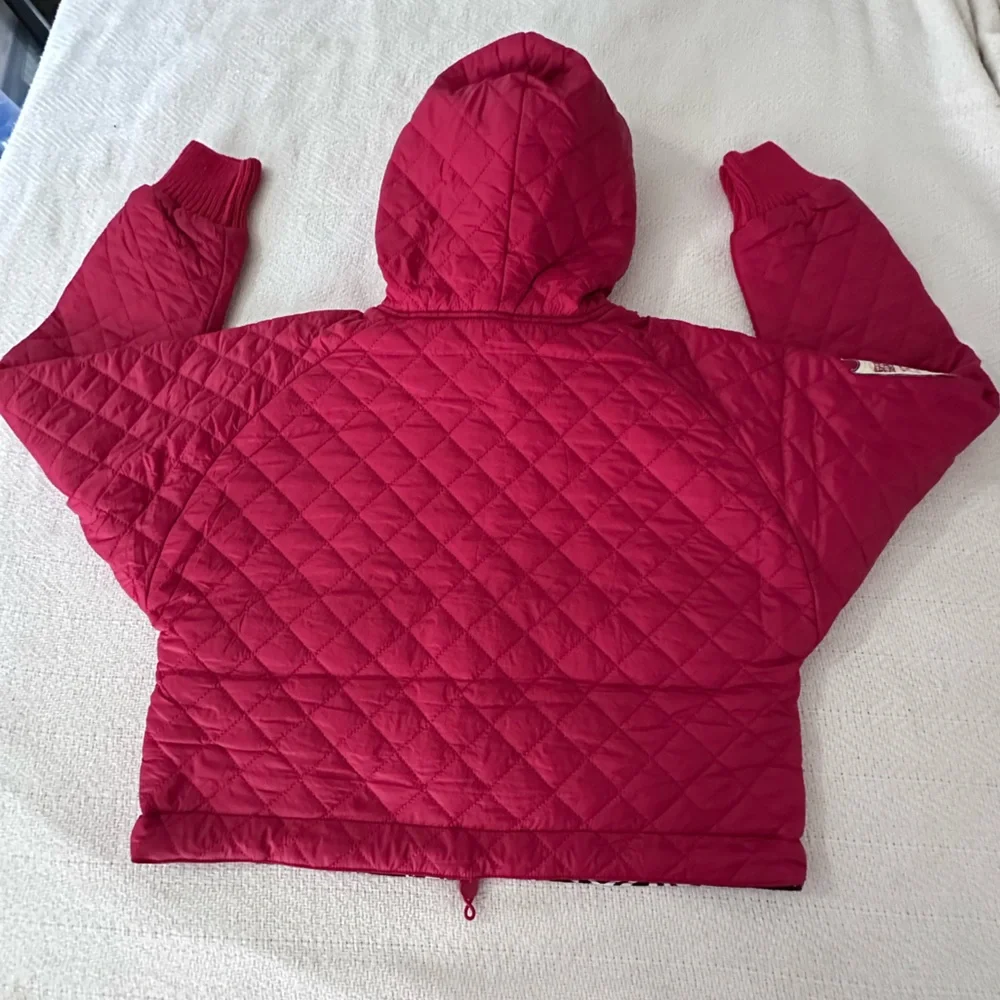 Desigual Women's Red Cropped Quilted Padded Hooded Jacket Size Small - Picture 5 of 12